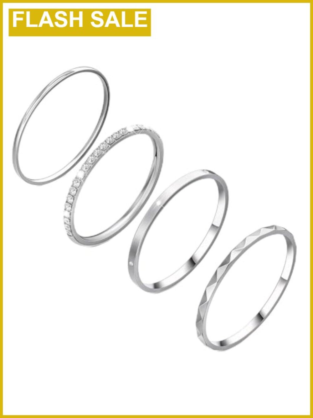 14K Gold Plated Stacking Rings for Women with Smart Ring, 4-Pack, Thin